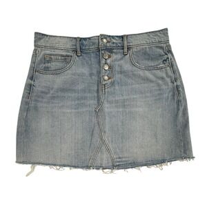Old Navy Denim Mini Skirt Women's Size 12 Button Fly Light Wash Skirt NWOT W194